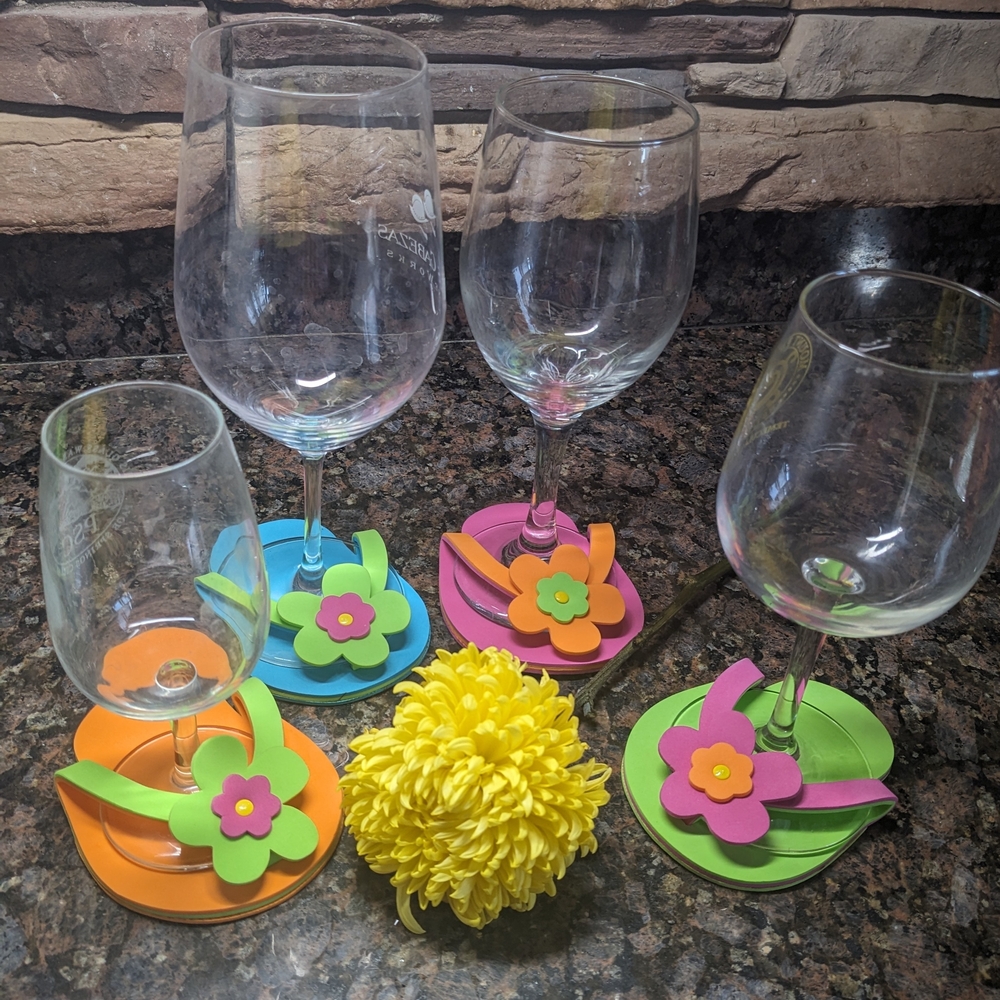 Flip Flop Coasters Set - Orange and Blue